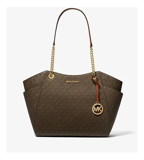 Bolsa Michael Kors Jet Set Travel Large. Marrom Lisa Ouro Caramelo