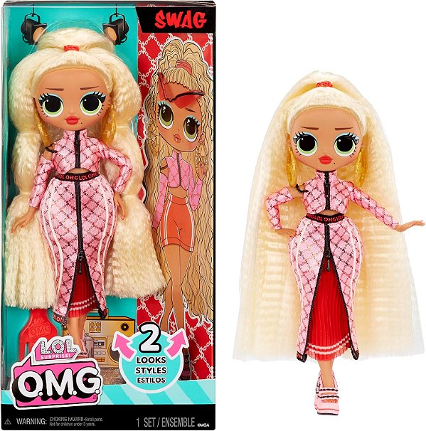 Boneca LOL Surprise OMG Swag Fashion com várias surpresas, incluindo roupas transformadoras e acessórios fabulosos