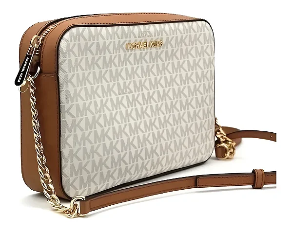 Bolsa Transversal Jet Set Michael Kors Baunilha Ouro