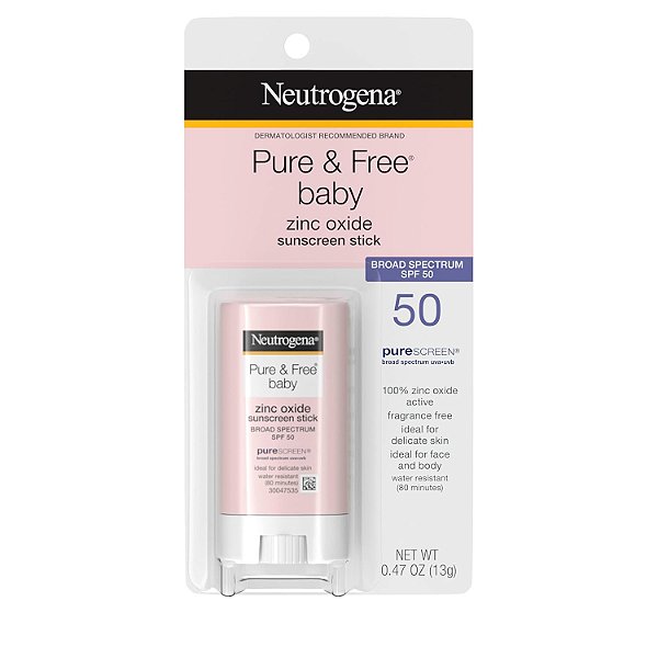 Protetor Solar Neutrogena Protetor solar mineral para bebês puro e com FPS 50 de amplo espectro e óxido de zinco
