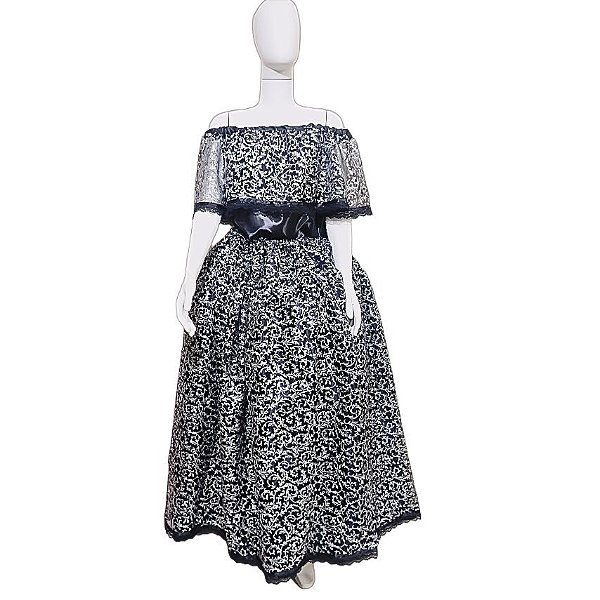 Conjunto Completo Pombagira: Saia + Bata (Preta e Prata) Ajustável