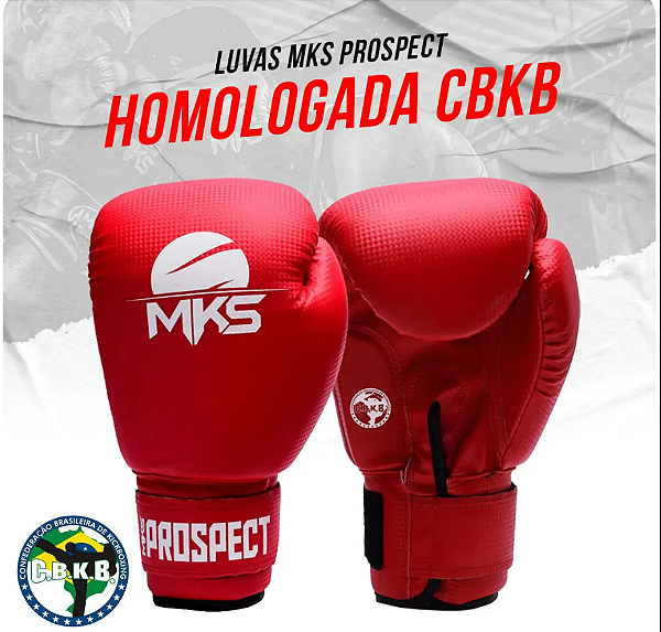 Luva MKS Prospect Homologada CBKB Vermelha