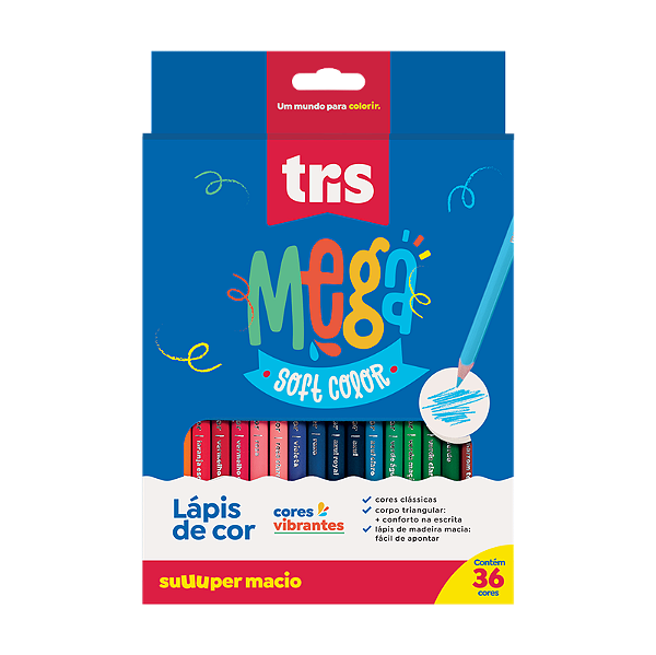 Lápis de Cor Mega Soft Color - 36 Cores Tris