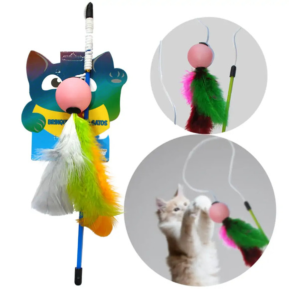 Varinha para Gatos Cat Fishing Ball Brinquedo Sortido Único