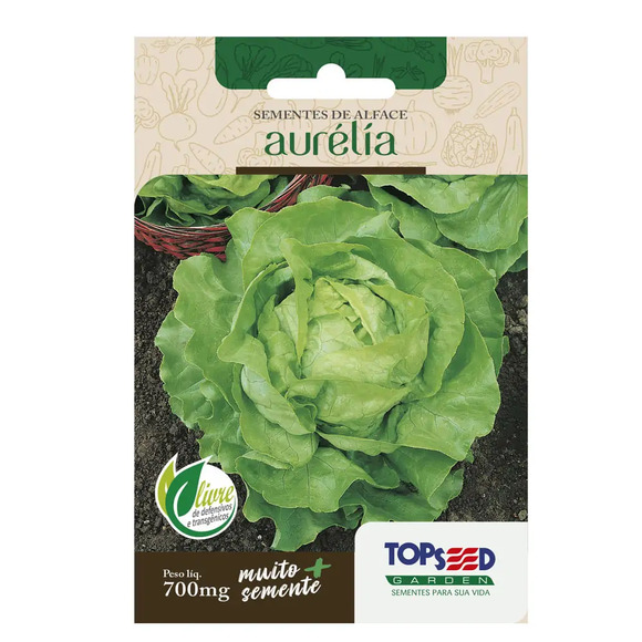 Sementes de Alface Aurélia Tradicional Topseed Garden Único
