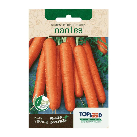 Sementes de Cenoura Nantes Tradicional Topseed Garden Único