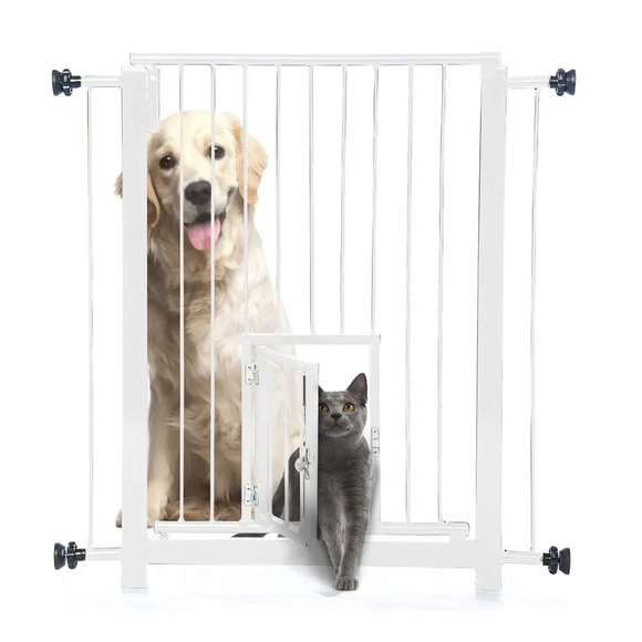 Portão Duo Plus Grade Porta NF Pet Branco 80cm Único