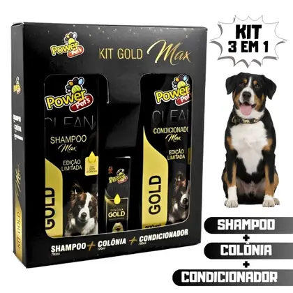 Kit Banho Gold Max Powerpets Shamp+colon+condi Cães