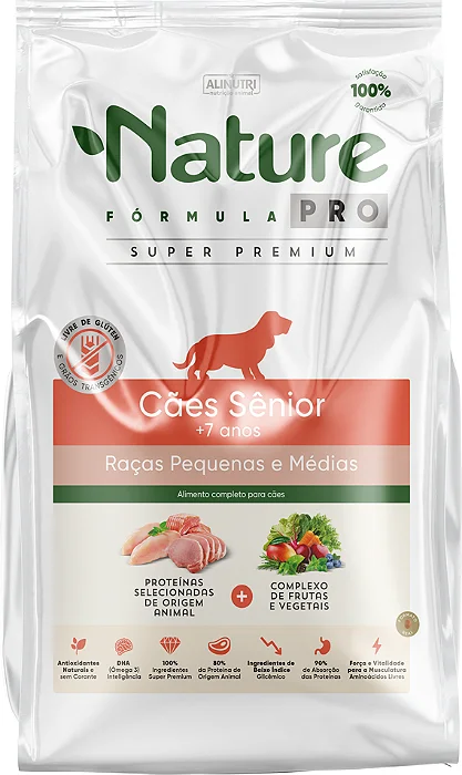Ração Nature Fórmula PRO SÊNIOR +7 Cães Raças Pequenas e Média