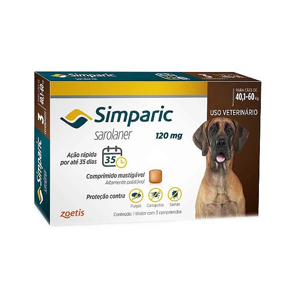 Antipulgas  carrapaticica e sarnicida Simparic 120 mg 40 a 60kg