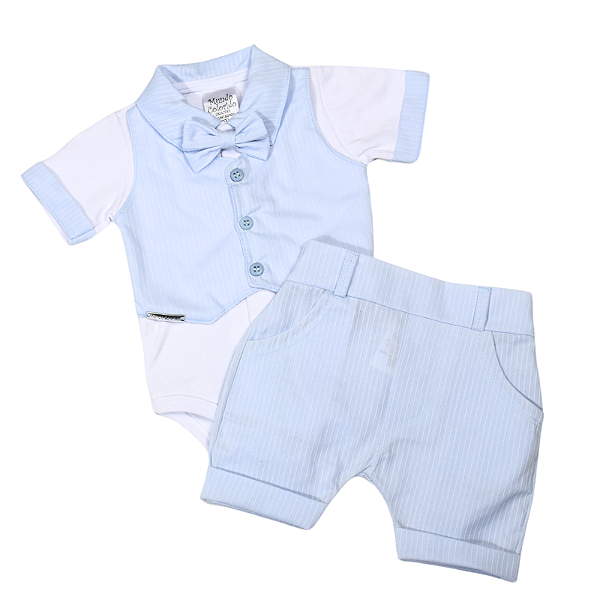 Conjunto Social para Bebês - Body, Colete, Bermuda e Gravata Borboleta