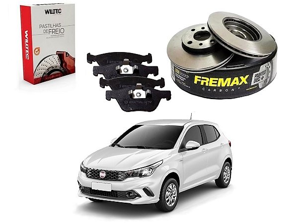 KIT DISCO PASTILHA FREIO DIANTEIRO WILLTEC FIAT ARGO 1.8 2017 A 2019