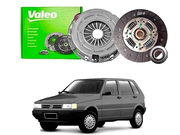 KIT EMBREAGEM PLATO DISCO ROLAMENTO VALEO ORIGINAL FIAT UNO 1.0 1997 A 2003