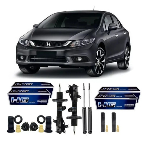 Kit 4 Amortecedor Honda Civic 1.8 2014 2015 Nakata + Kit