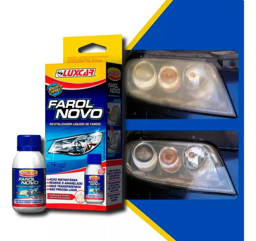 Renovador De Farol Luxcar 50ml Remove Amarelado Queimado Az Azul