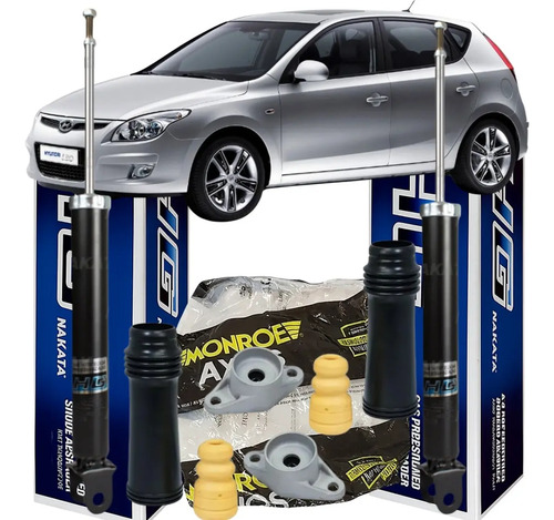 Par Amortecedor Traseiro + Kit Axios Nakata I30 2.0 2010