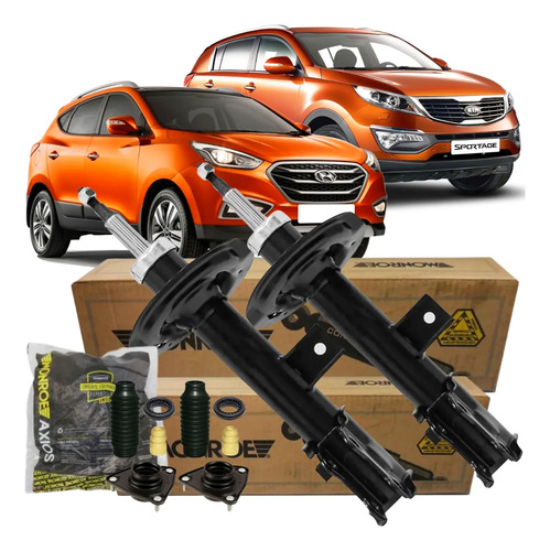 Par Amortecedor + Kit Batente Coxim Dianteiro Ix35 Sportage