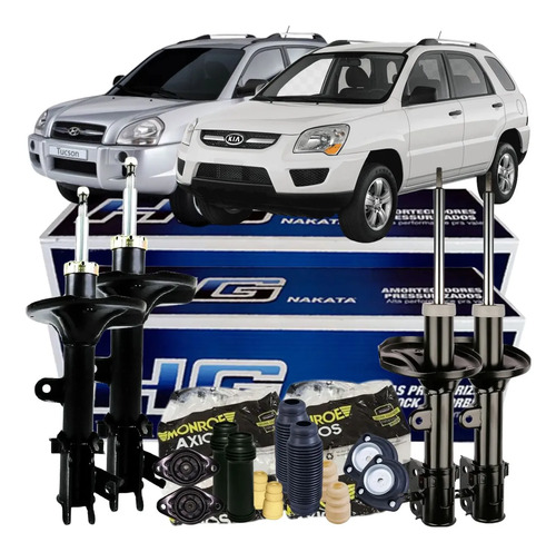 Par Amortecedor Dianteiro Traseiro + Kits Coxim Axios Tucson