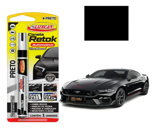Caneta Retok Tira Riscos Automotivos Diversas Cores Luxcar Preto