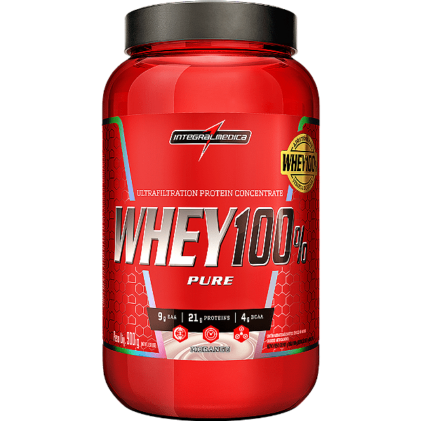 Whey Protein Concentrado - Morango - Pote 900g