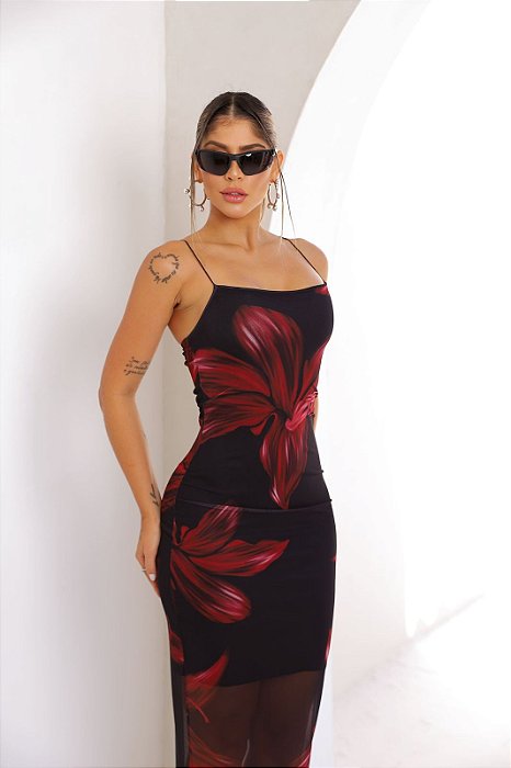 VESTIDO SKENDAL TULE FLORIDO