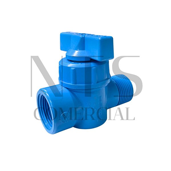 Registro PVC Esfera Rosca Macho/Femea 3/4" Azul - Polierg