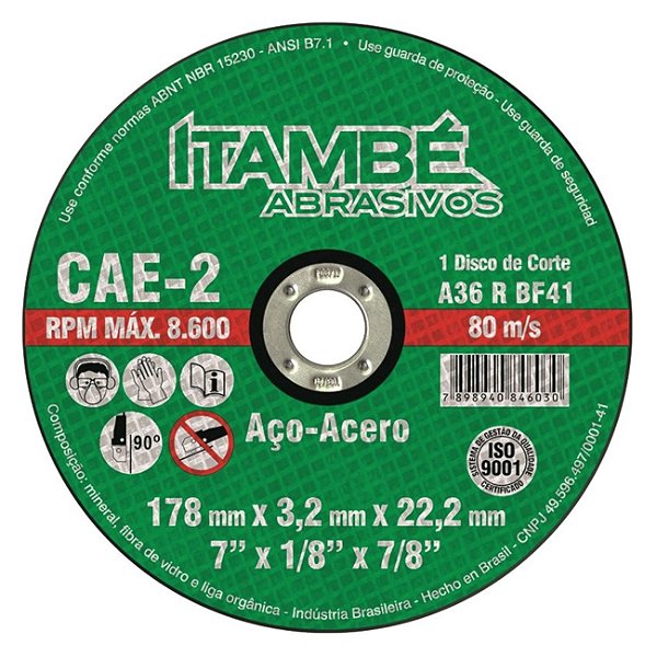 Disco de Corte Ferro 7" X 1/8" X 7/8" CAE-2T Itambe