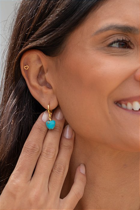 Argolinha coração turquesa