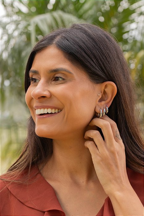 Trio de argolinhas lisas - Prata