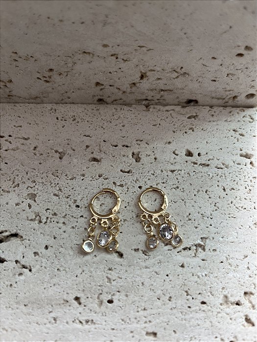 Argola pingentes bolinhas - dourado