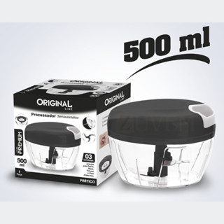 TRITURADOR PROCESSADOR MANUAL DE ALIMENTOS E ALHO ORIGINAL LINE 3 LAMINAS 500 ML