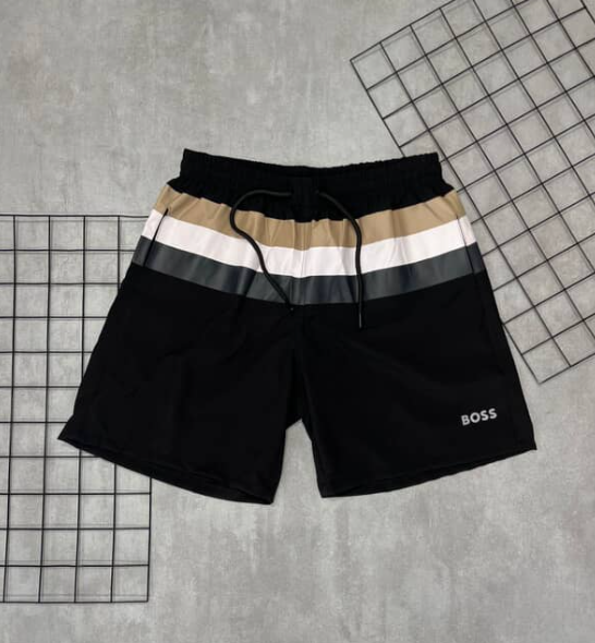 Bermuda Hugo Boss Preto | Branco | Dourado - BG047