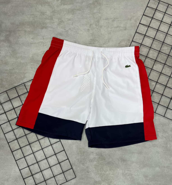 Bermuda Lacoste Branco | Azul | Vermelho - BG051