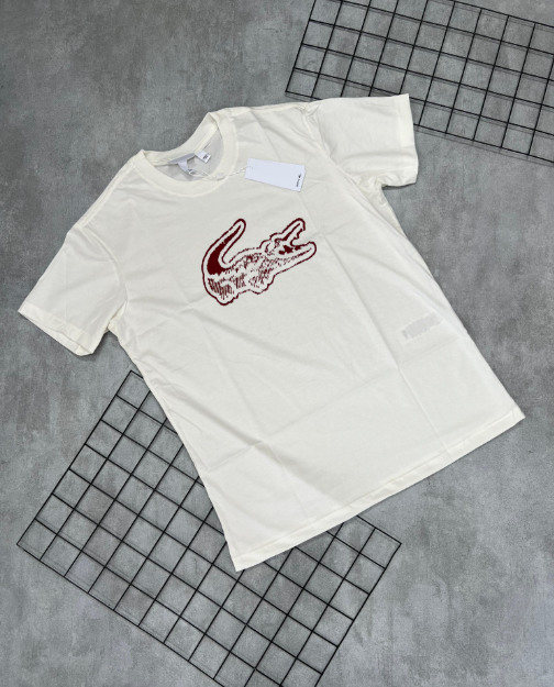 Camiseta Peruana Lacoste Off White | Vermelho - CP131