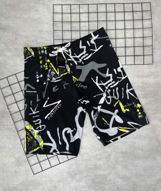 Bermuda Elastano Quiksilver Preto | Amarelo | Branco - BQ004