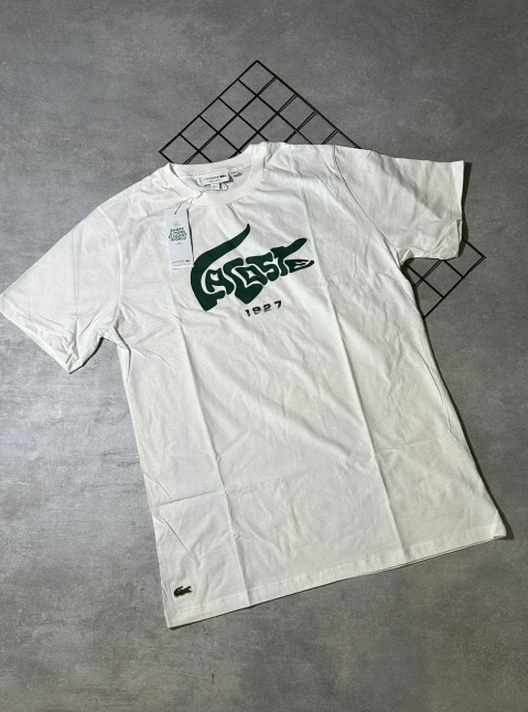 Camiseta Peruana Lacoste Branco | Verde - CP002