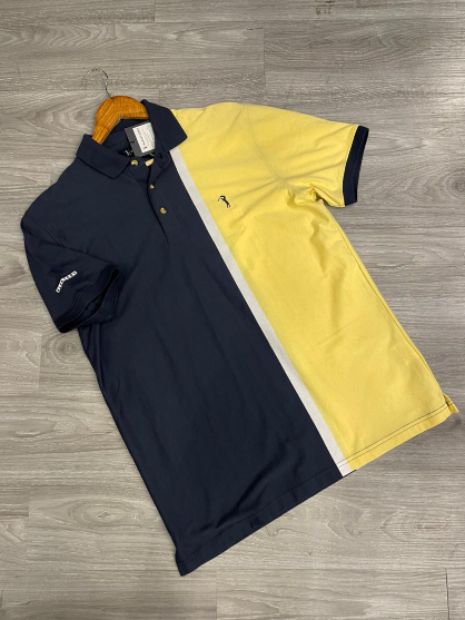 Camiseta Polo Aleatory Azul Marinho | Amarelo - AY011