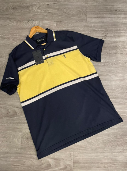 Camiseta Polo Aleatory Azul Marinho | Amarelo | Branco - AY021