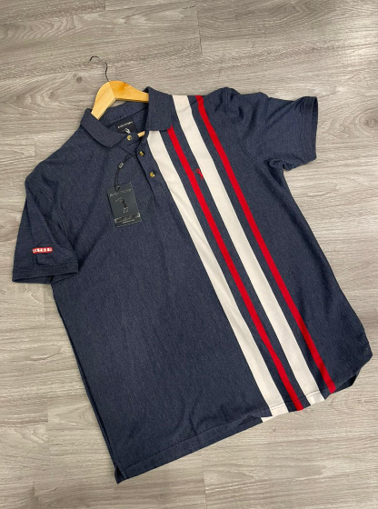 Camiseta Polo Aleatory Azul Marinho | Vermelho | Branco - AY004