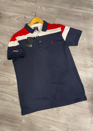 Camiseta Polo Aleatory Azul Marinho | Vermelho | Branco - AY005