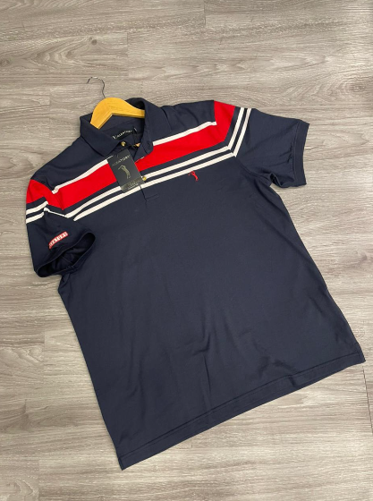 Camiseta Polo Aleatory Azul Marinho | Vermelho | Branco - AY007