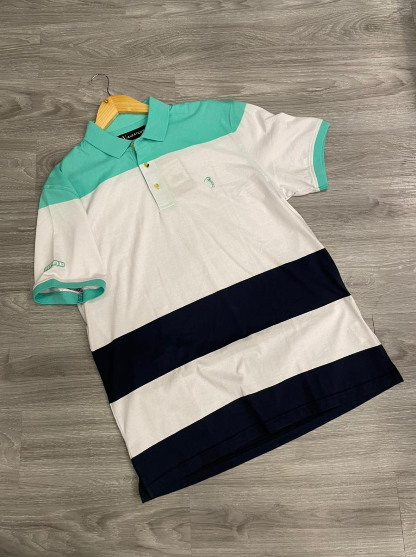 Camiseta Polo Aleatory Branco | Verde | Azul Marinho - AY015