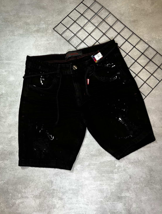 Bermuda Jogador City Denim Preto Pintado - BJ009