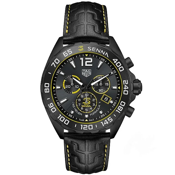 TAG Heuer F1 Chronograph Senna Preto Couro 43mm