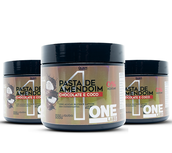 3x Pasta de amendoim chocolate e coco 500g - The One Labs