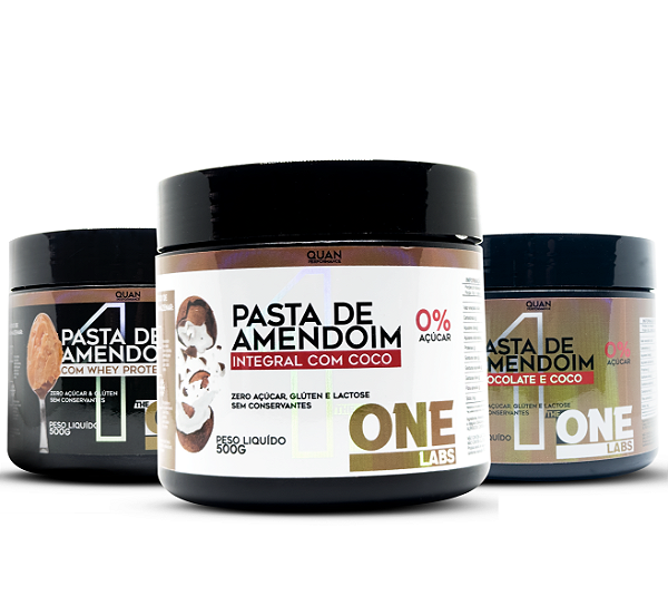 Combo Pasta de amendoim com Whey Protein, Coco e Chocolate e coco 500g - The One Labs