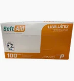 LUVA LATEX PROCED C/100 PEQ PO SOFT AID