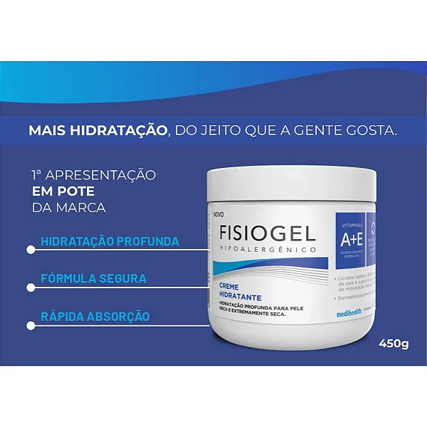 FISIOGEL HIPOALERGÊNICO 450G - CREME HIDRATANTE
