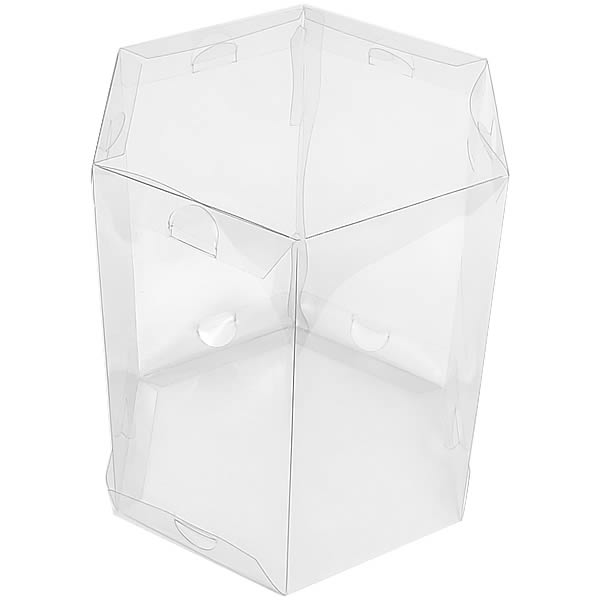 Caixa de Acetato PS-34 (21x21x18 cm) (5un) Caixa Embalagem Sextavada, Embalagem de Plástico Transparente