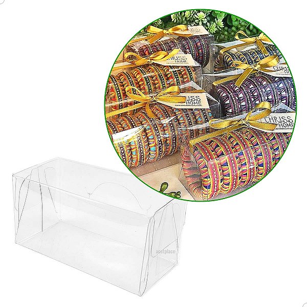 Caixa de Acetato para Guardanapos e Artesanatos PX-205 (12x6x6 cm) (25un) Embalagem de Plástico Transparente